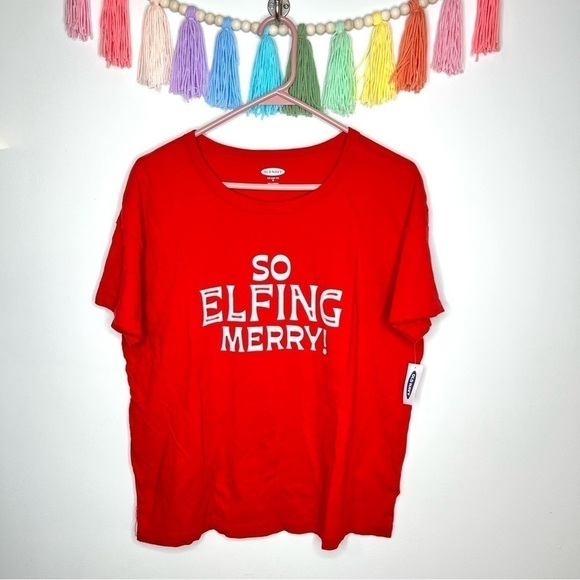 Old Navy So Elfing Merry Pun Funny Layering T-Shirt Short Sleeve Medium NWT - Picture 11 of 11